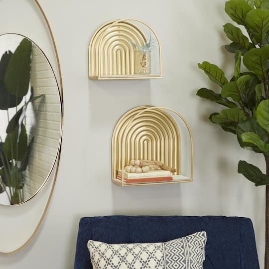 CosmoLiving by Cosmopolitan Gold Contemporary Metal Wall Shelf